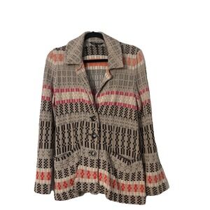 NIC+ZOE Women's Sz PS Weave Knit Jacket Blazer Cardigan  Pocket Boho Western